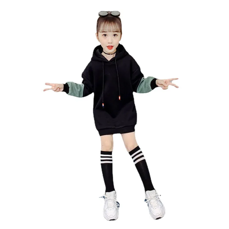 Зимняя одежда для девочек-подростков платье-футболка с длинными рукавами