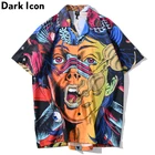 Мужские рубашки в стиле хип-хоп с принтом темного икона, новые модные рубашки с коротким рукавом 2020, уличная одежда