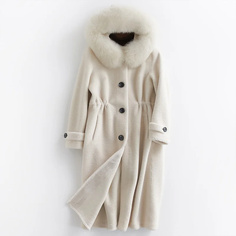 

Женская куртка из 100% натурального меха, с капюшоном из лисьей шерсти, осенне-зимнее пальто, женская одежда, корейские топы из овчины 2020 ZT4378