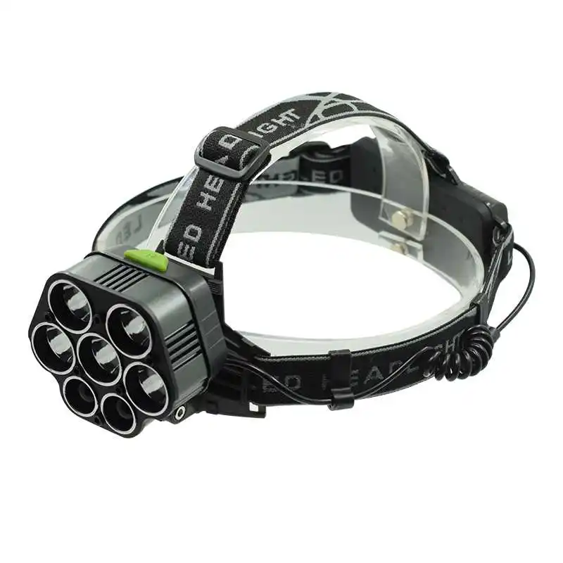 

7 LEDs White Blue Light Headlamp XML T6 USB Rechargeable Head Lamp Frontal Flashlight 40000LM Headlight with 18650 battery