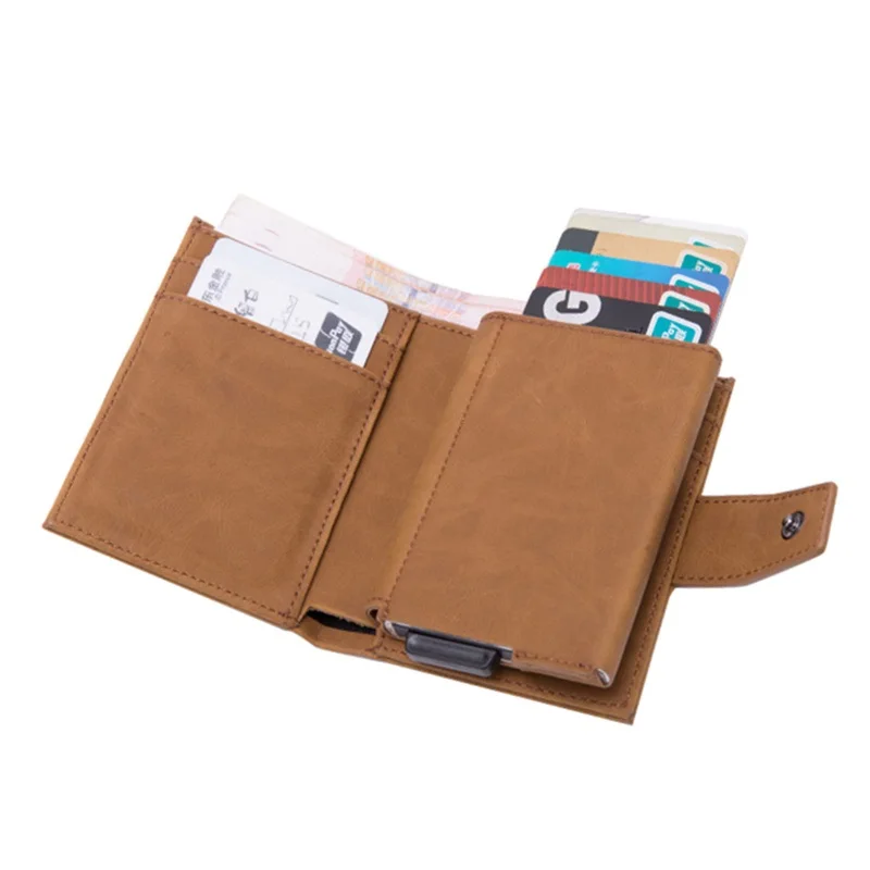 Pu leather Automatic Card Wallet RFID Holder Minimalist Men Credit Box Blocking holder Package |