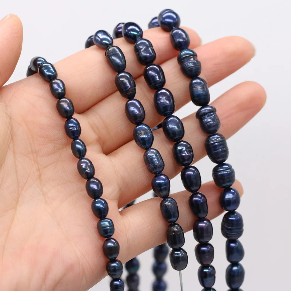 

100% Real Natural Freshwater Cultured Black Pearls Vertical Perforated Beads 36 cm Strand 5-10 mm for DIYJewelry Making Neckalce