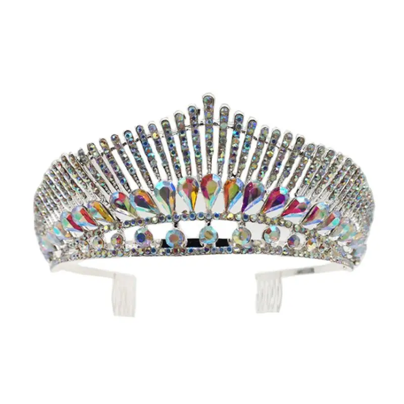 

Wedding Bridal Crown Hologram Peacock Imitation Crystal Luxury Princess Tiara Womens Rhinestone Prom Party Headpiece with E56A
