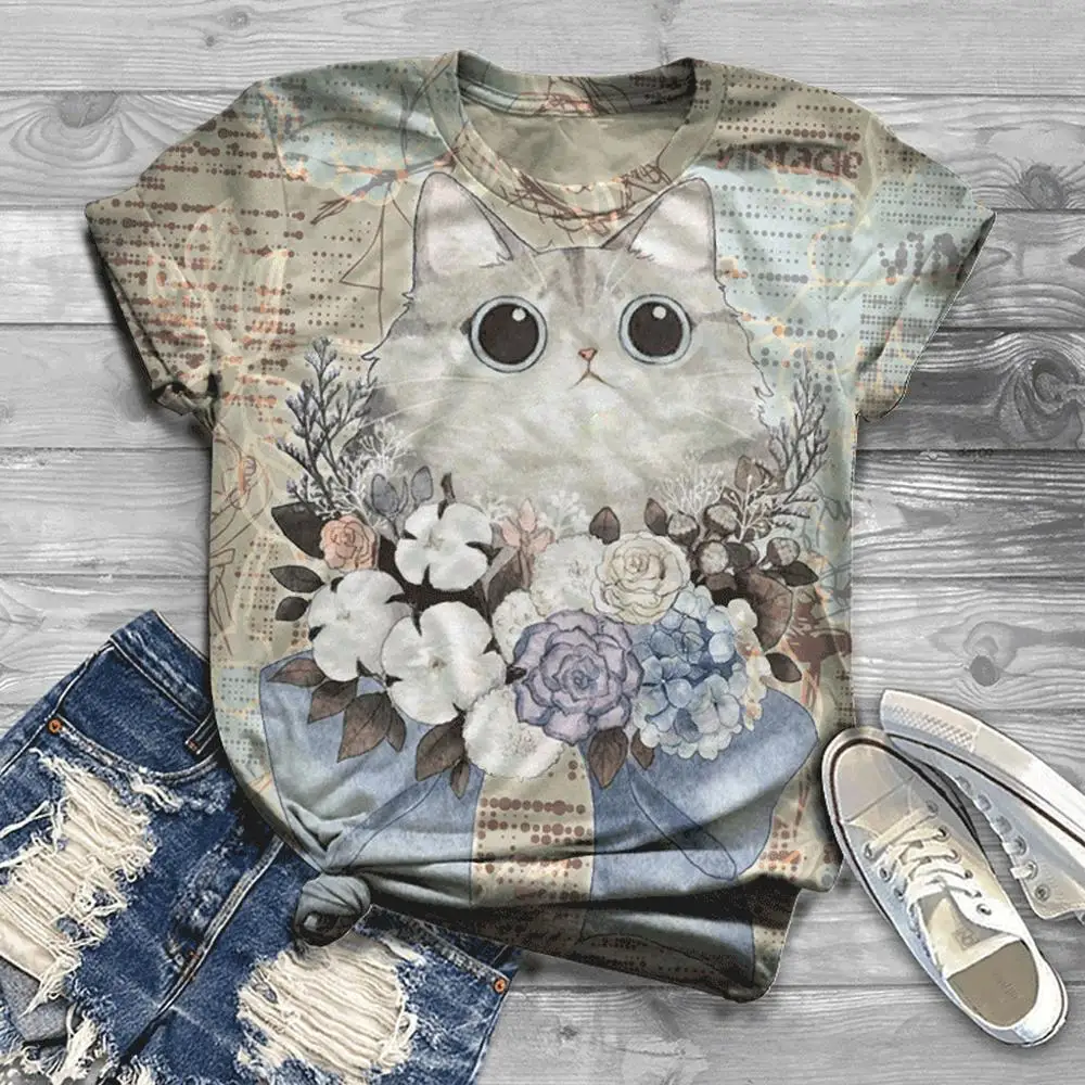 

T Shirt Women Harajuku Tops Women 2021 Plus Size Women Short Sleeve 3D Animal Printed O-Neck Top T-Shirt camiseta mujer
