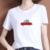 women summer o neck 90s style graphic cute casual fashion aesthetic cartoon car print female clothes tops tees tshirt
