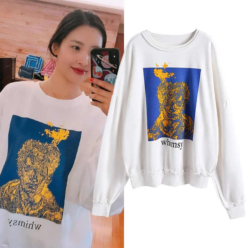 Новинка 2019 Женская свободная облегающая Толстовка в Корейском стиле I очень