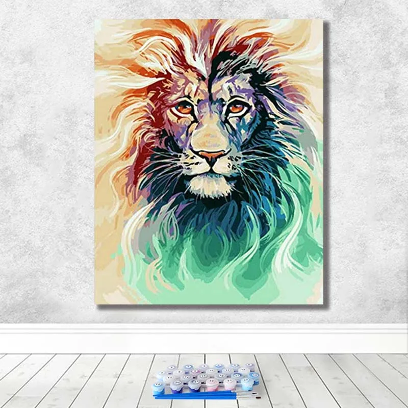 Diy Цифровая картина цвет животных Кролик Фламинго Пудель Сова Тигр лошадь