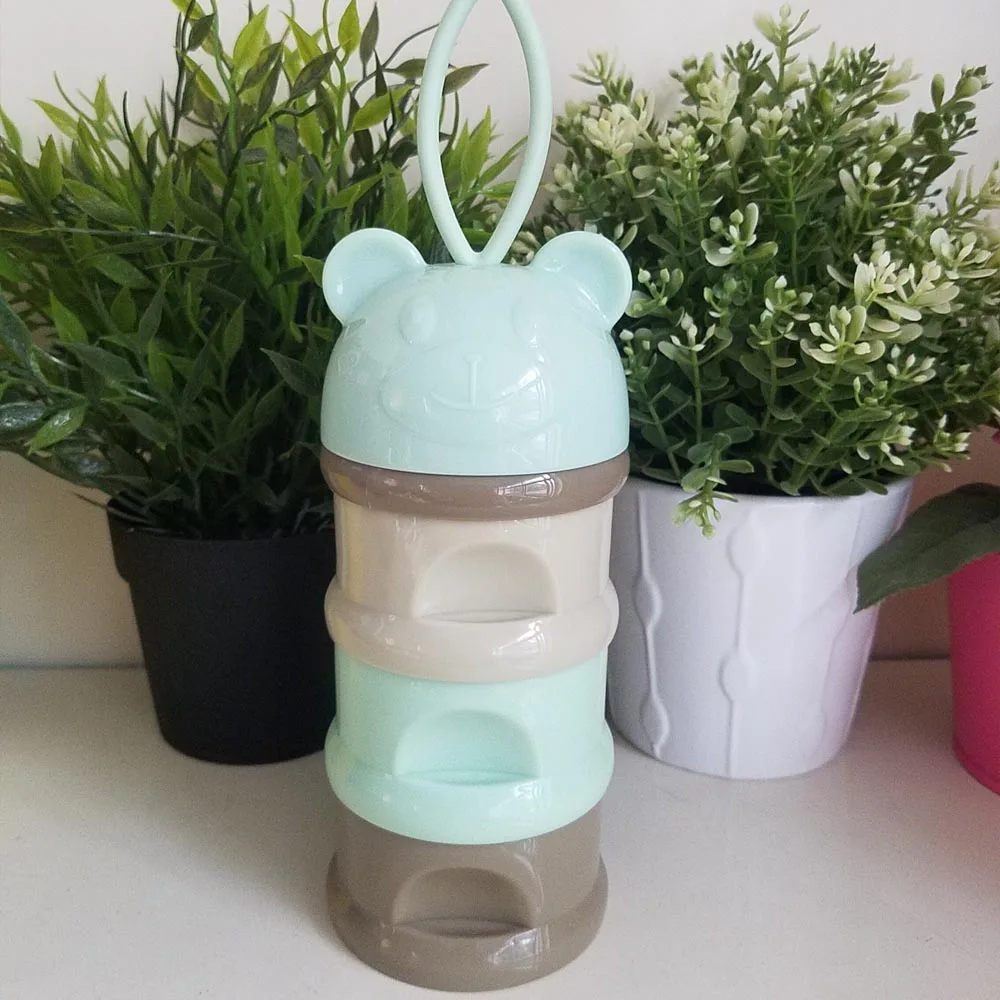 bear cofe 3 слоя Pp+ силиконовый контейнер для хранения детского питания, коробка для закусок, коробки для молока, контейнер для молока для малышей, портативная коробка для еды для кормления ребенка - Цвет: bear cofe