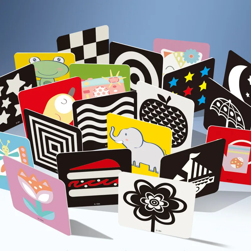 Детские игрушки Монтессори черно белые флеш карты Высокая контрастность