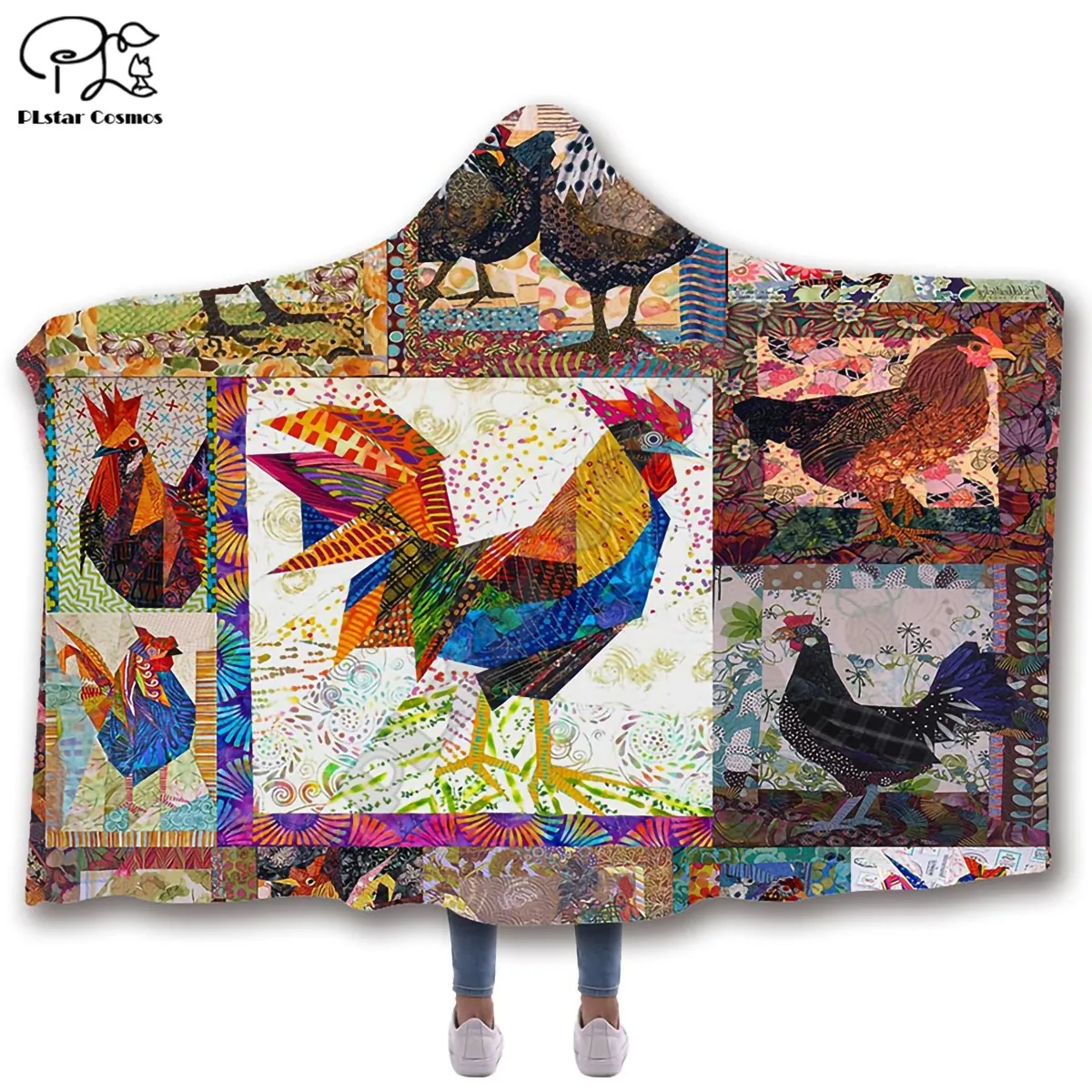 Флисовое одеяло с капюшоном и узором в виде петуха | Дом сад