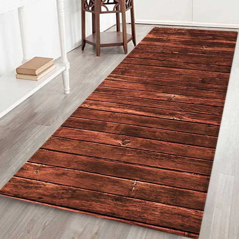 Brown wood bars Flannery printing Anti-Slip absorbent home mat