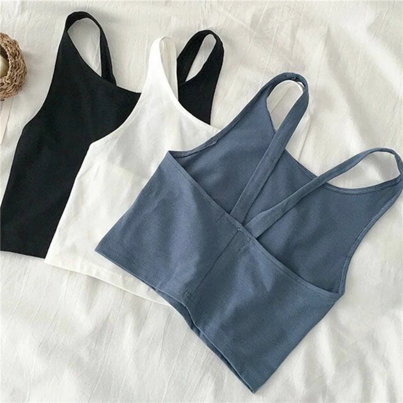 

Camisoles Women Solid Backless Leisure Womens Korean Style Tanks Tops Slim Crop Top Basic Sexy All-match Bodycon Ulzzang