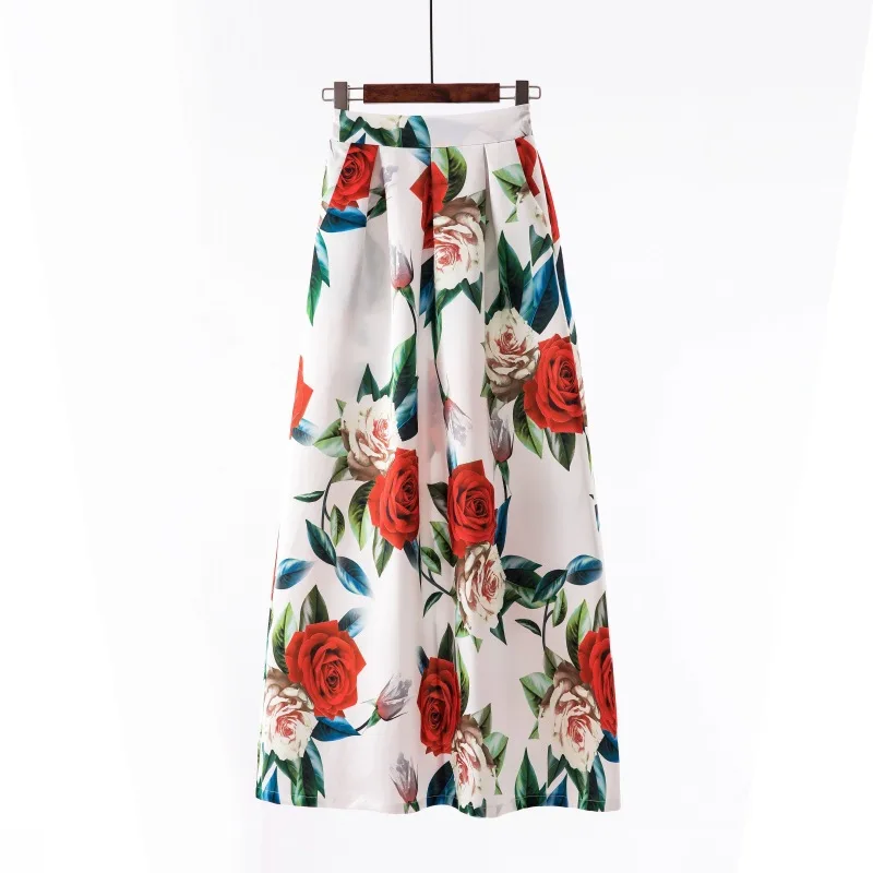 

High Quality Dot Printed Elastic High Waist Women Skirts 2020 A-line Ankle Length Casual Elegant Long Skirts for Women