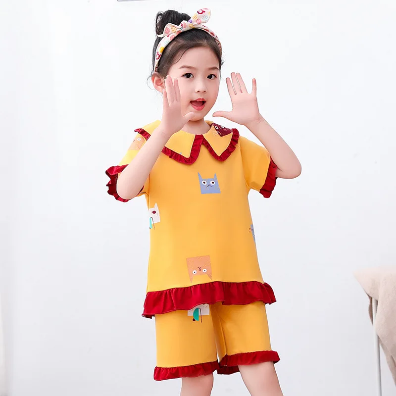 SIMISI/детский пижамный комплект с рисунком отложным воротником пижамы из