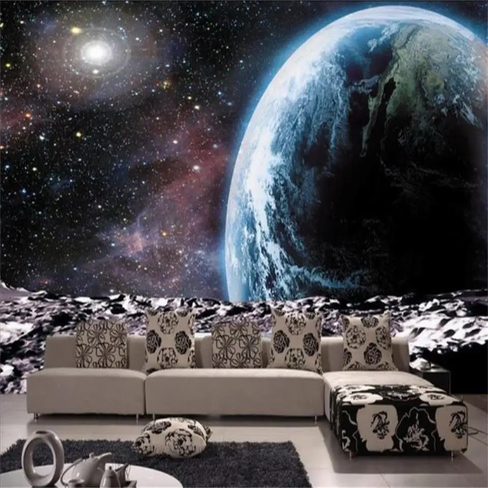 

Пользовательский размер 3d фото обои роспись Гостиная Детская Комната Универсальная земля рисунок с Луной диван ТВ фон обои для стены 3d