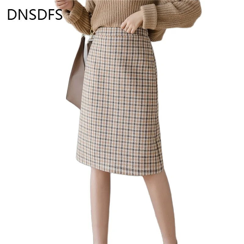 

Юбка Женская осенне-зимняя в клетку, трапециевидная, с высокой талией