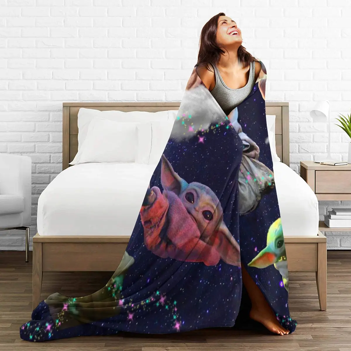

3D-Printed Blanket Baby-Yoda-Star-Wars Flannel Blanket Bed Throw Soft Cartoon Printed Bedspread Bedspread Sofa Gift-3