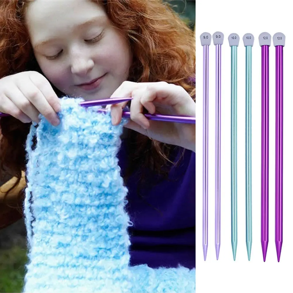 

20-12mm DIY Single Pointed Scarf Sweater Knitting Needles Weaving Tool Aluminum Straight Pins
