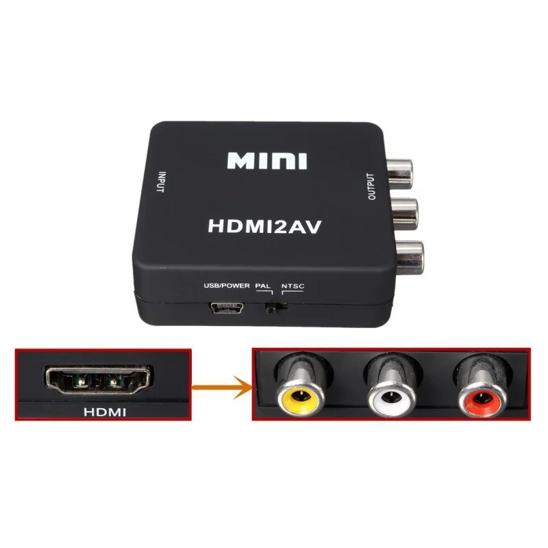 Мини-преобразователь HDMI в AV преобразователь HD видео коробка RCA AV/CVSB L/R 1080P HDMI2AV