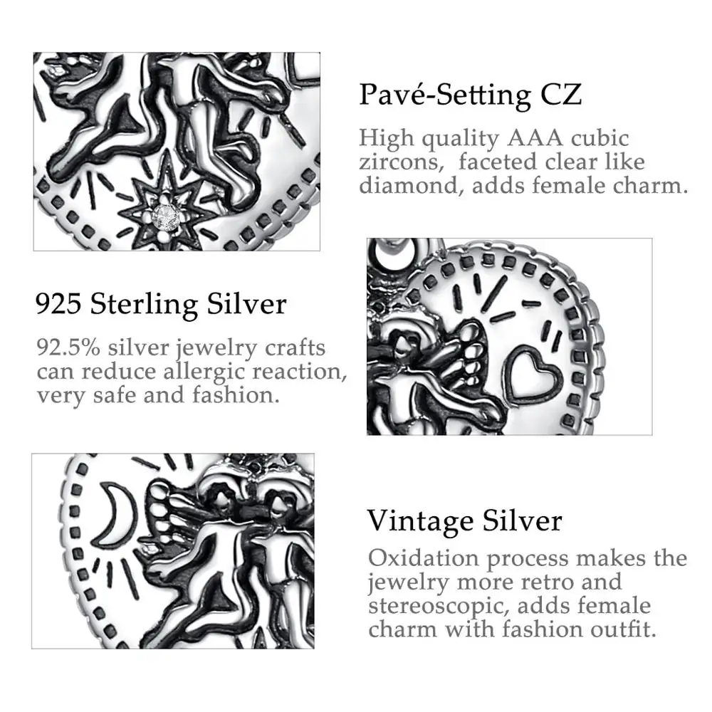 Ожерелье Eudora из серебра 925 пробы с кулоном в виде влюбленного Бога Купидона