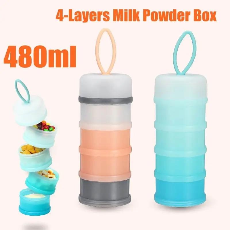 

4 Layer 18.5cm Detachable Baby Food Storage Box 480ml Essential Cereal Milk Powder Boxes Portable Toddle Kids Milk Container