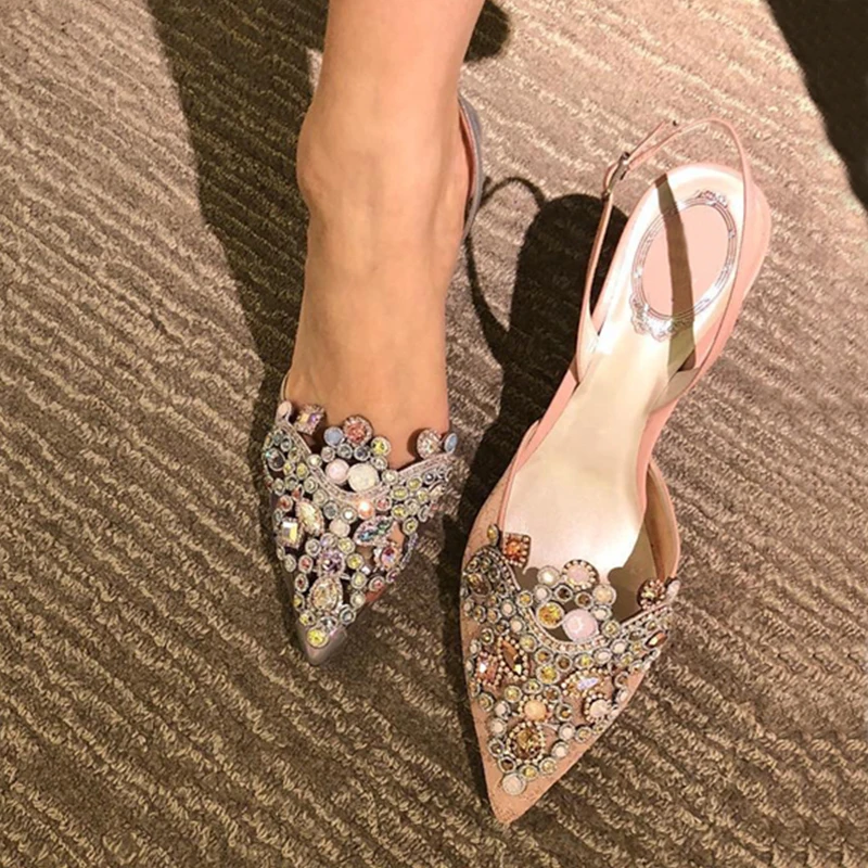 Сандалии женские на высоком каблуке пикантные босоножки с острым носком