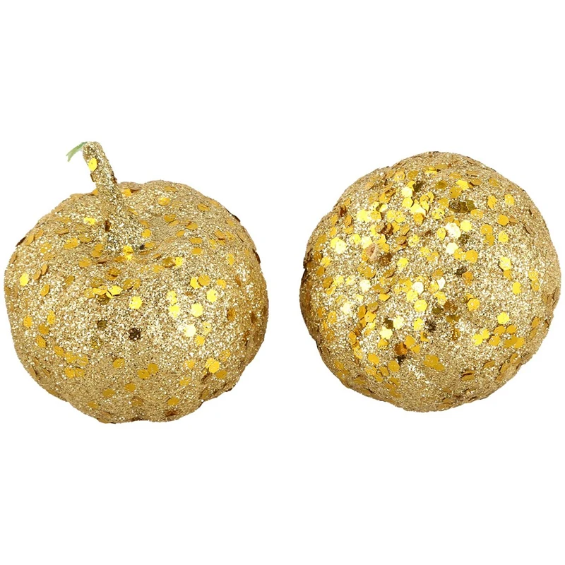 

12Pcs Halloween Fake Pumpkin Glitter Autumn Thanksgiving Day Display Supplies Halloween Decor