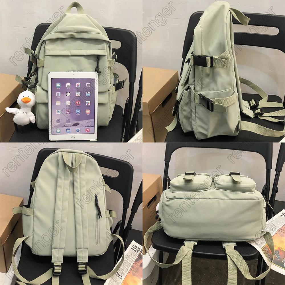 

Women Waterproof Nylon Backpack Embroidery Cute College School Bag Girl Kawaii Student Backpack Fashion Book Lady Bag Female New
