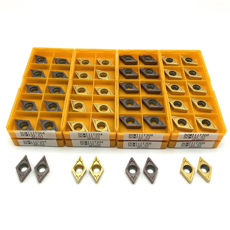 

Карбидные вставки DCMT070204, DCMT11T304, DCMT11T308, для внутренней обточки, металлический токарный инструмент, инструмент с ЧПУ, 10 шт.