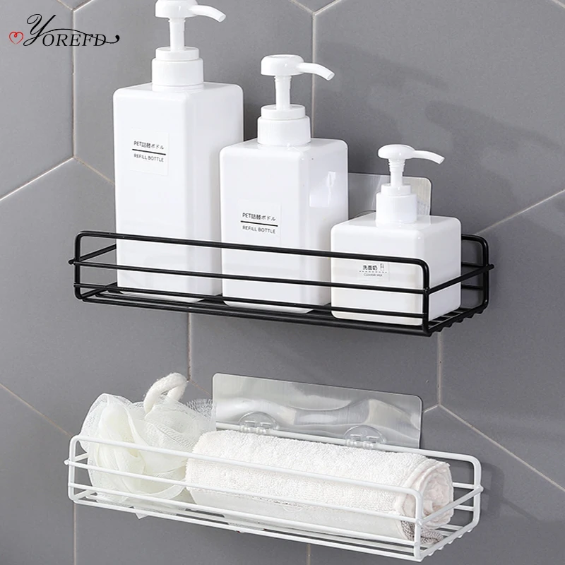 

OYOREFD Wall Mounted Multi-function Bathroom Shelf Organizer Bathroom Kitchen Accessories Organizer Bathroom Rangement Storage