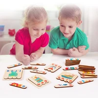 kids brain wooden toy double sided 3d puzzle creative strip puzzle stacking jigsaw baby montessori educational toys for children