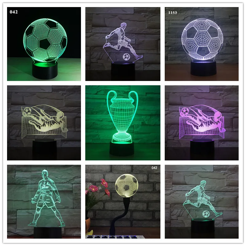 

Kids 3D Lamp Football LED Night Light Home Decoration Luminaries Child Boy Birthday Gift Table Nightlight All Soccer Club Logo
