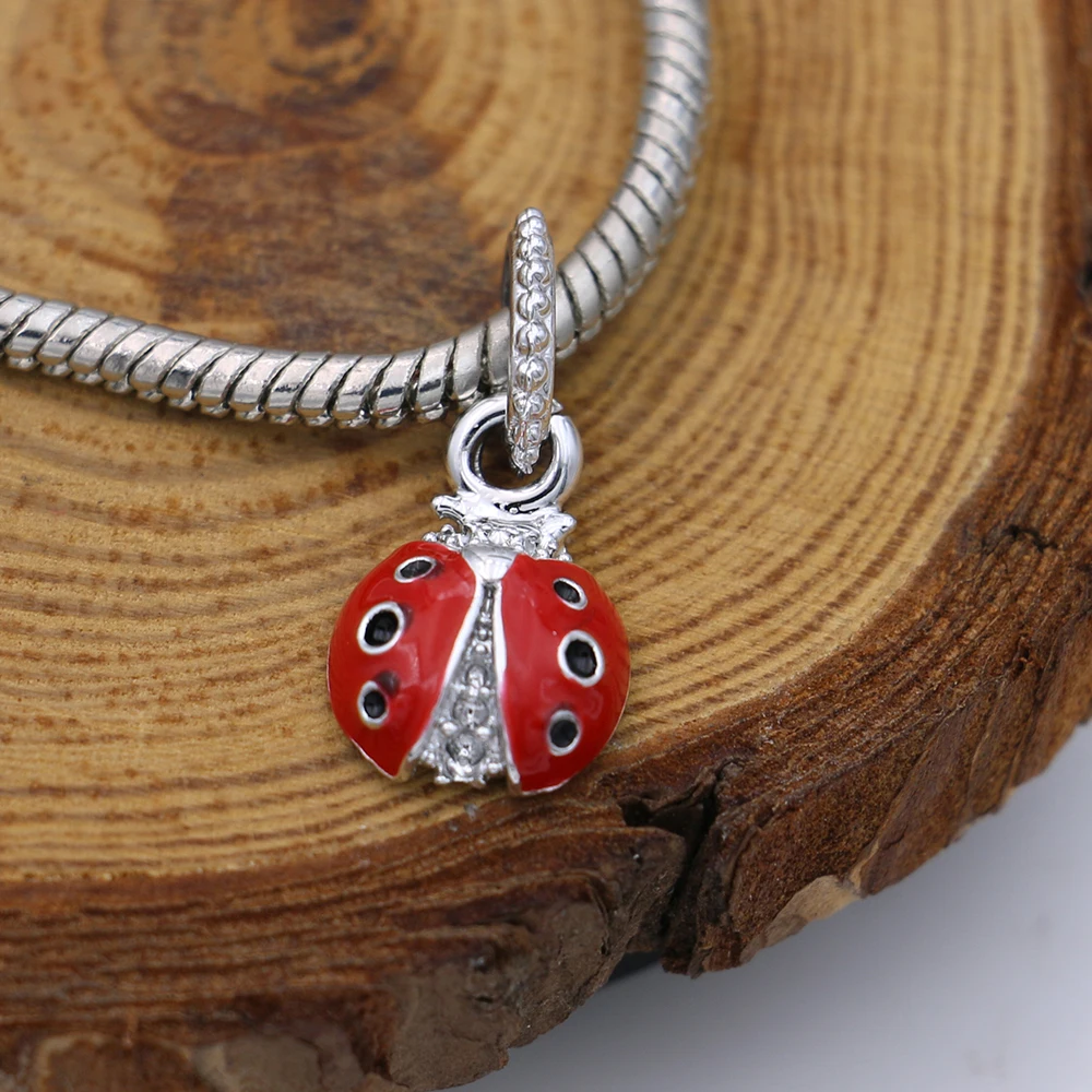 Посеребренные эмалированные бусины божья коровка для изготовления ювелирных