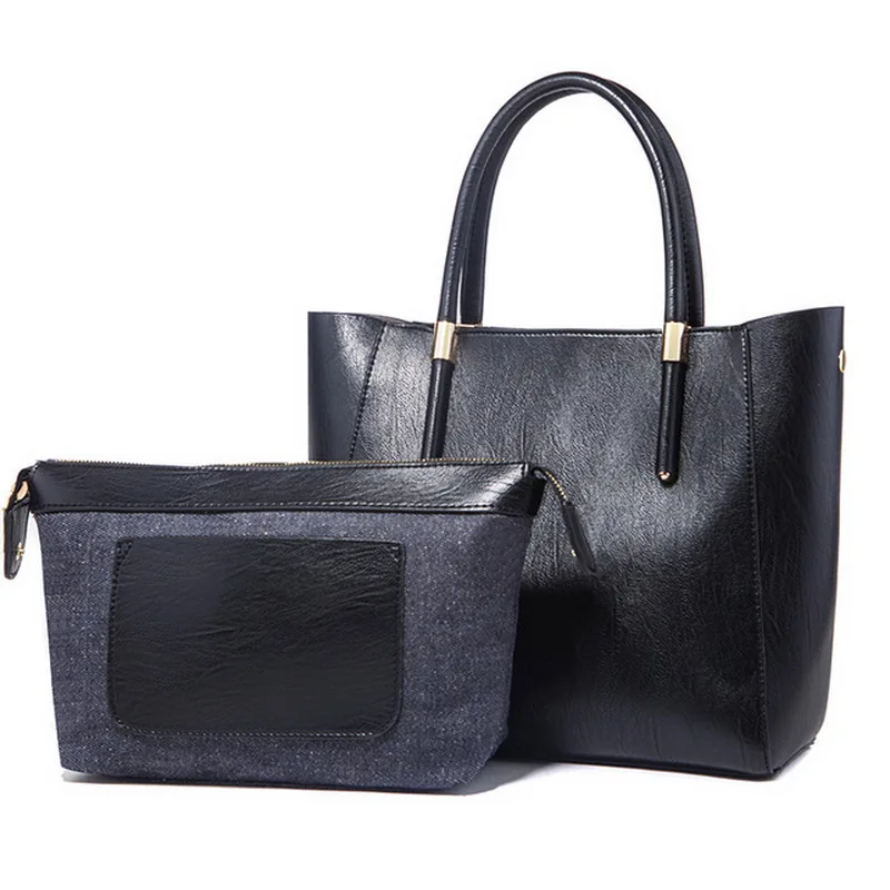 

2pcs/set Fashion Casual Handbag for Women Pu Leather Shoulder Bags Shopping Tote Ladies Large Bolsos BB20