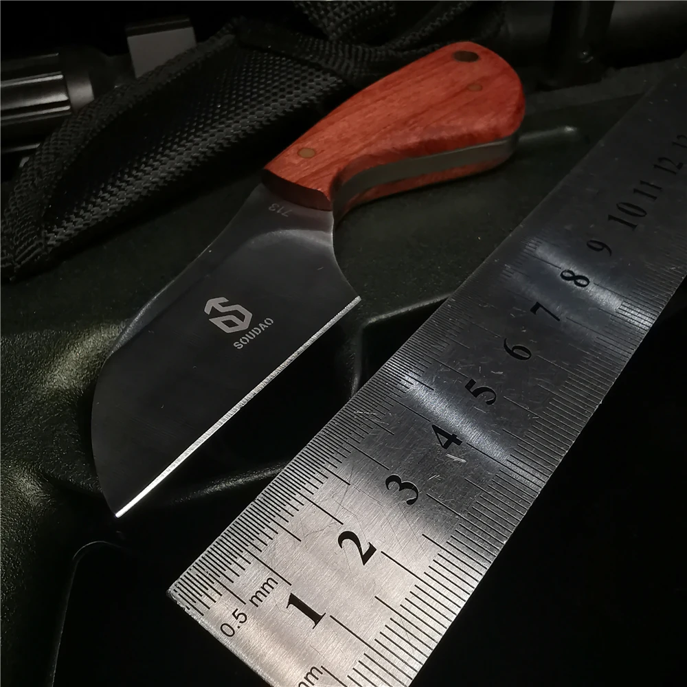 Карманный нож с деревянной ручкой карманный прямой из нержавеющей стали острый и