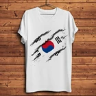 Футболка 3d vision мужская с изображением южнокорейского флага, Повседневная рубашка с разрывами внутри, уличная одежда унисекс, белый цвет, с коротким рукавом, на лето