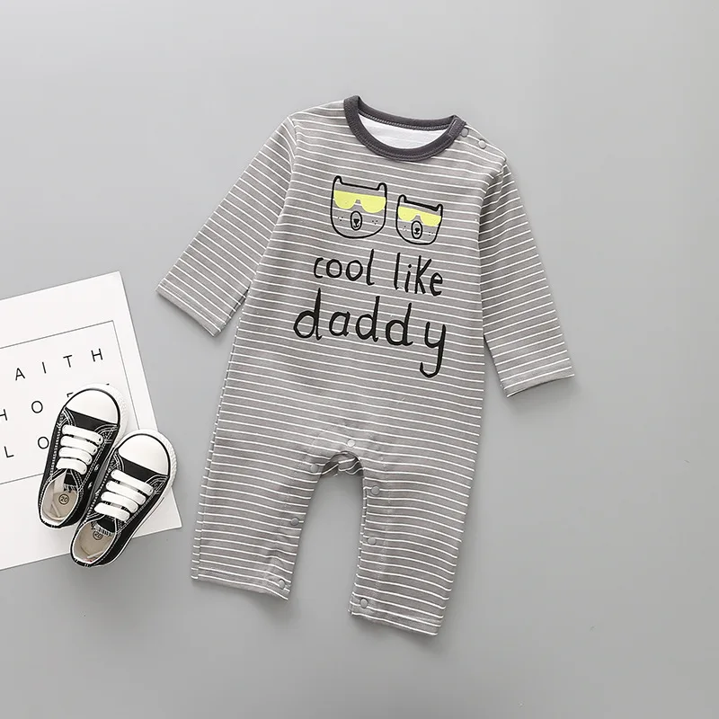 Осенний хлопковый комбинезон I love mom daddy с длинным рукавом для маленьких девочек
