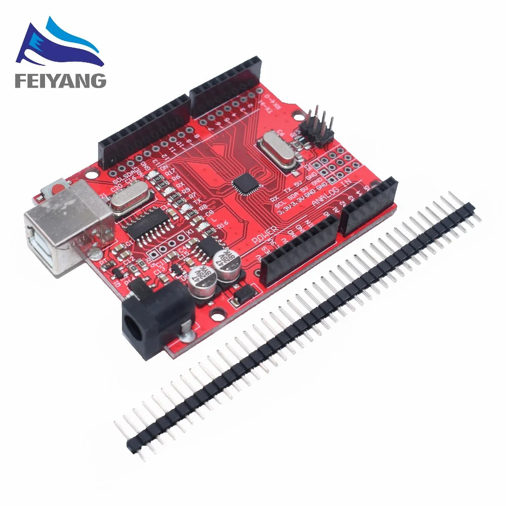red Один комплект черный/синий/красный UNO R3 CH340G+ MEGA328P чип 16 МГц UNO R3 для Arduino - Цвет: red