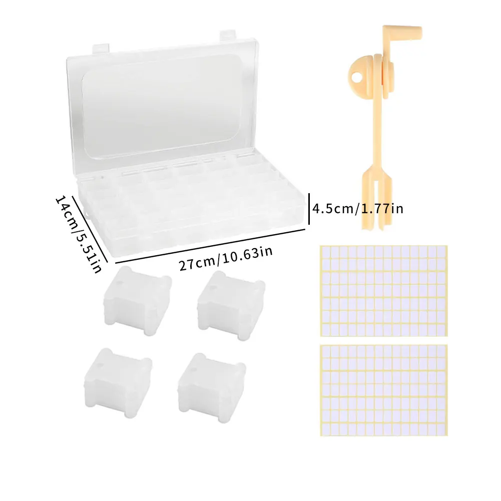 

Thread Storage Box Set 36 Grid Cross Stitch Box With Floss Bobbin Winder Blank Stickers For Embroidery DIY Sewing Storage
