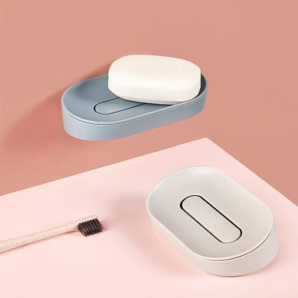 

1Pc Soap Holder Bathroom Shower Soap Dish Shower Plates Soap Storage Box With Drain Wall Mounted Self Adhesive Plastic Supplies