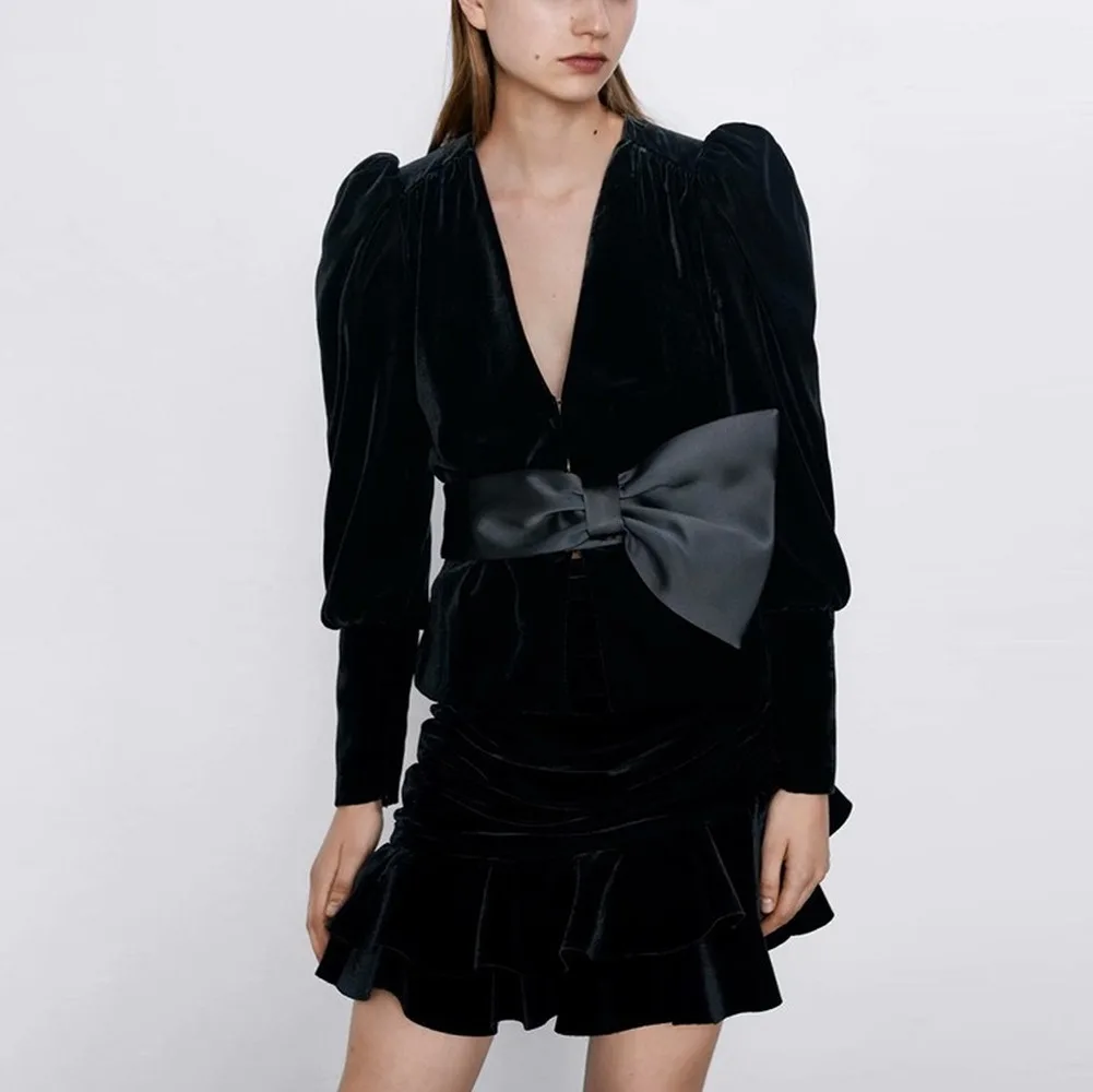 Блузка женская с пышными рукавами элегантная однотонная хлопковая рубашка