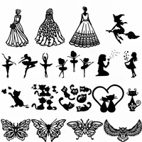 dancing girls delicate princesses flying witch adorable cats beautiful butterflies an owl metal cutting dies new 2021 diy card