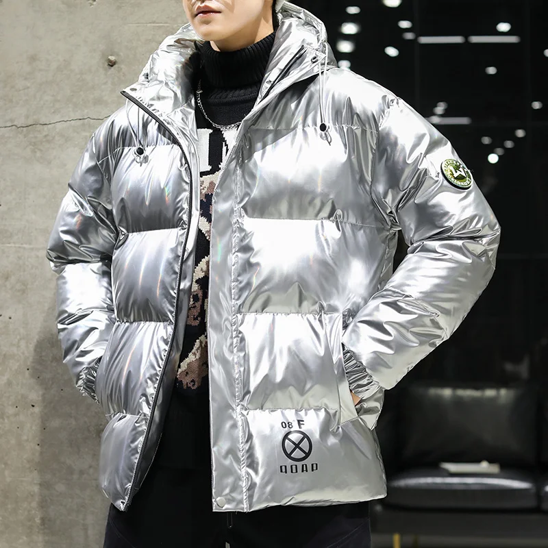 Down jacket men winter new collection 90% white duck down coat warm wear hooded jacket windbreaker  shiny fabric high quality