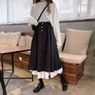 Юбка Lucyever Женская трапециевидная с завышенной талией, длинная юбка в Корейском стиле, чёрная белая, на осень, 2021