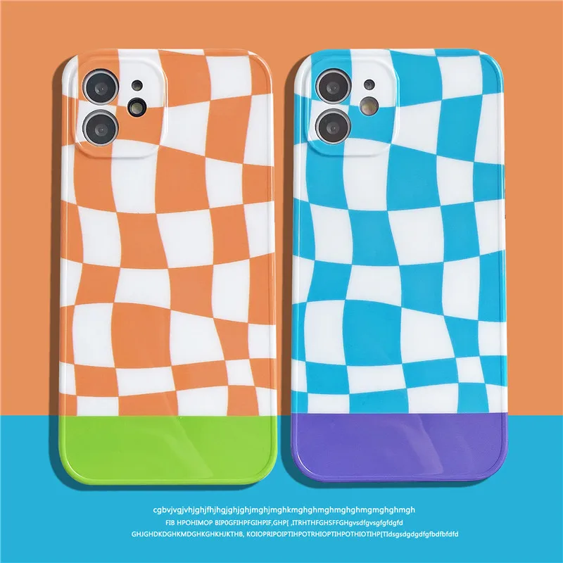 

3D Colorful Checker Phone Case for iPhone 12 Pro Max Matte Back Cover for iPhone 11 Pro Max X XS XR 8 7 Plus SE 2020 Case Capa
