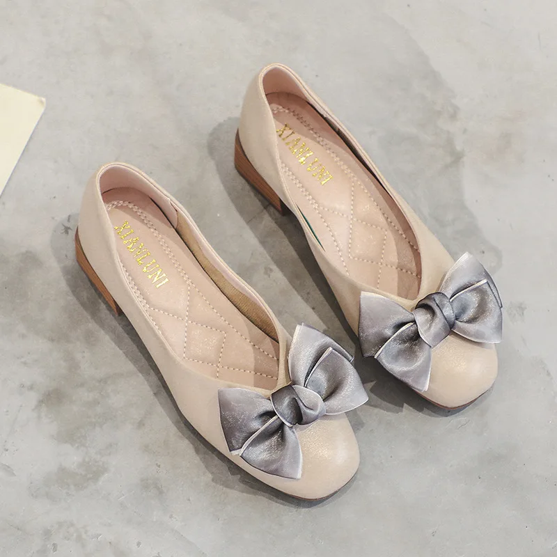 Women's Square Head Chunky Heel Bow Fairy Gentle Semi-High Heeled Bottom Shoes Designer Shoes Women Luxury 2021 Woman Shoes