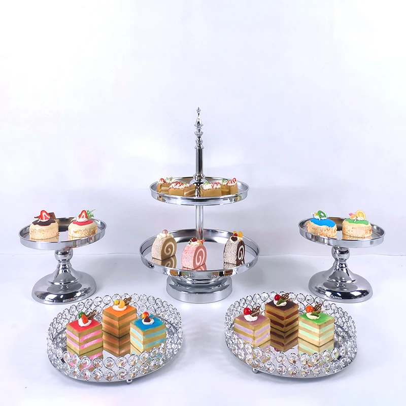 6-9pcs electroplate silver cupcake wedding cake stand mirror barware decorating cooking tools bakeware set party dinnerware | Дом и сад