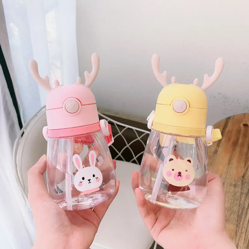 Детские бутылки для воды соломенные пластиковые летние питья с оленем