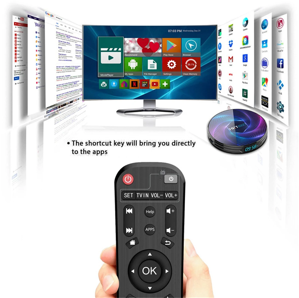 MAAT Android 9,0 Smart tv Box 4 Гб DDR3 Ram 128 Гб 64 Гб HK1 Max Plus Восьмиядерный RK3368PRO 5G Wifi BT H.265 4K медиаплеер HK1MAX