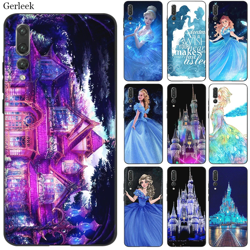 Силиконовый чехол для Huawei P30 Pro Lite P20 P10 P9 Mini, разноцветный замок Золушки в Волшебном Королевстве.